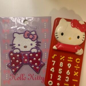 Hello Kitty Patch and Calculator Set - Red and Purple